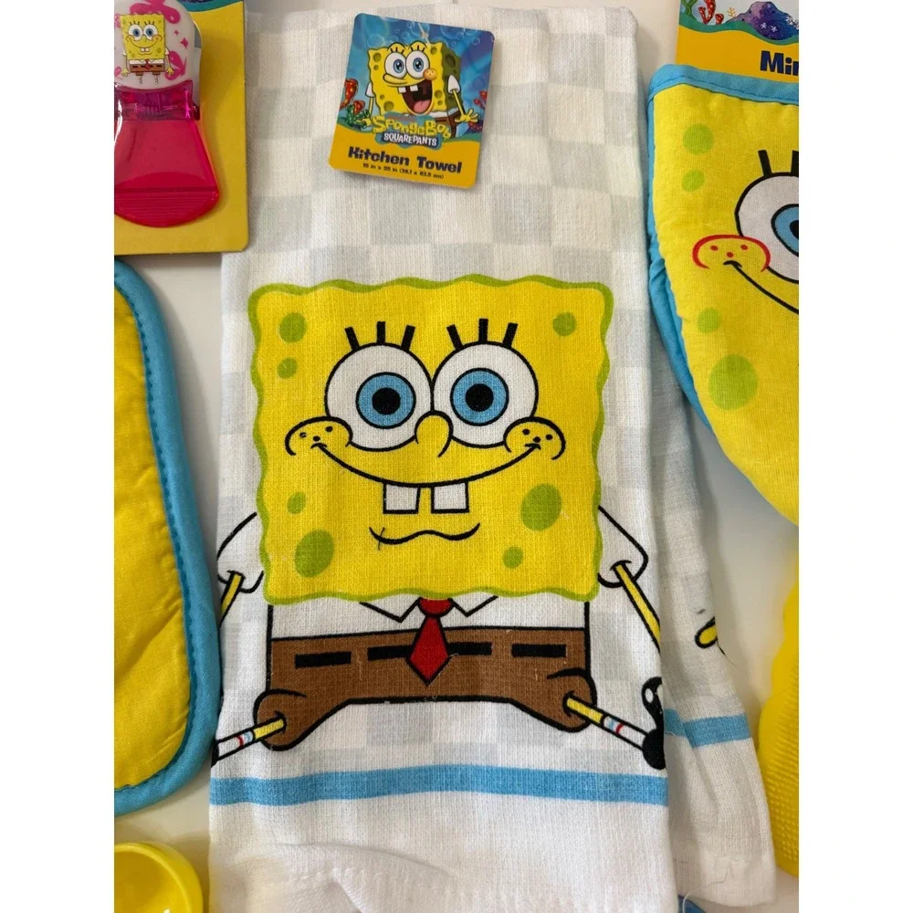 SpongeBob SquarePants Kitchen Set Timer Measuring Spoons Pot Holder Towel 10pc